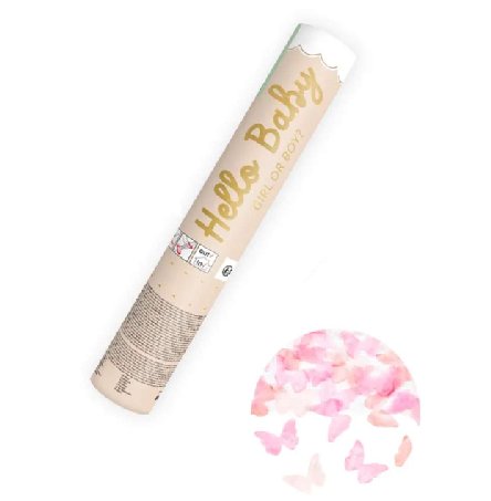 Konfettikanone Baby, Rosa Schmetterlinge