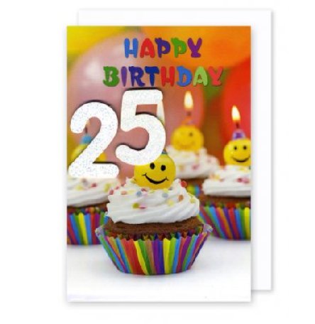 Karte mit Zahl 25 - Happy Birthday