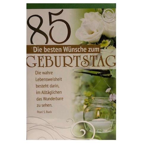 Glckwunschkarte zum 85. Geburtstag