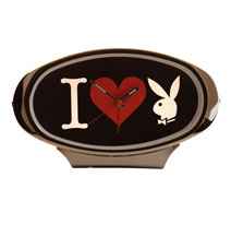 I Love Playboy Wecker Oval Schwarz